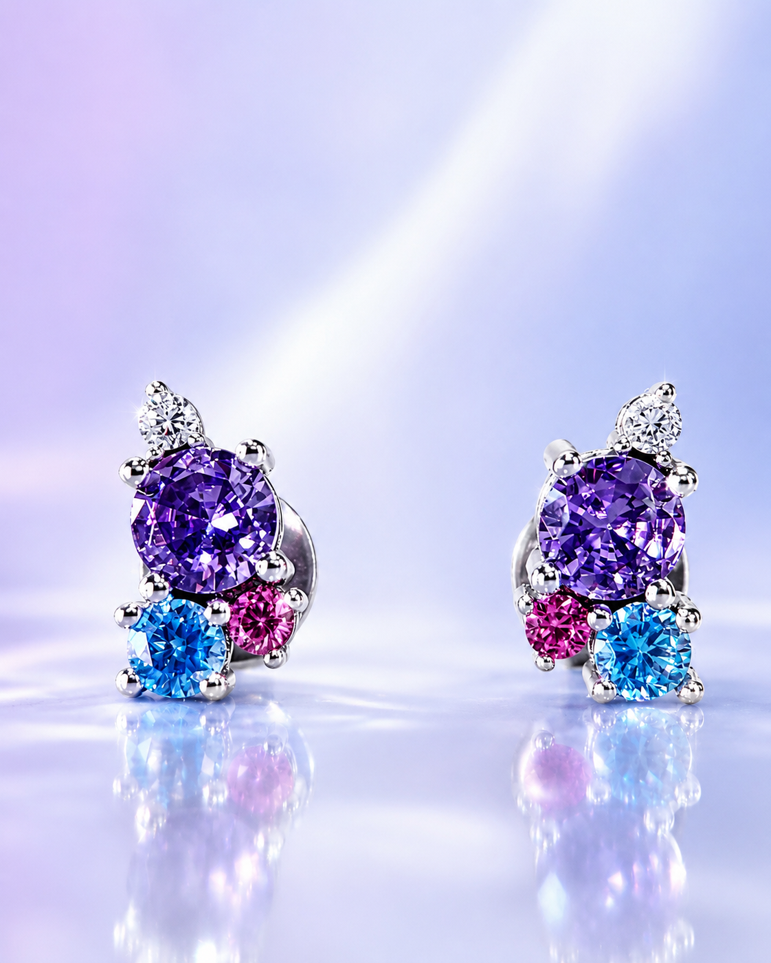 Rainbow Gemstone Stud Earrings