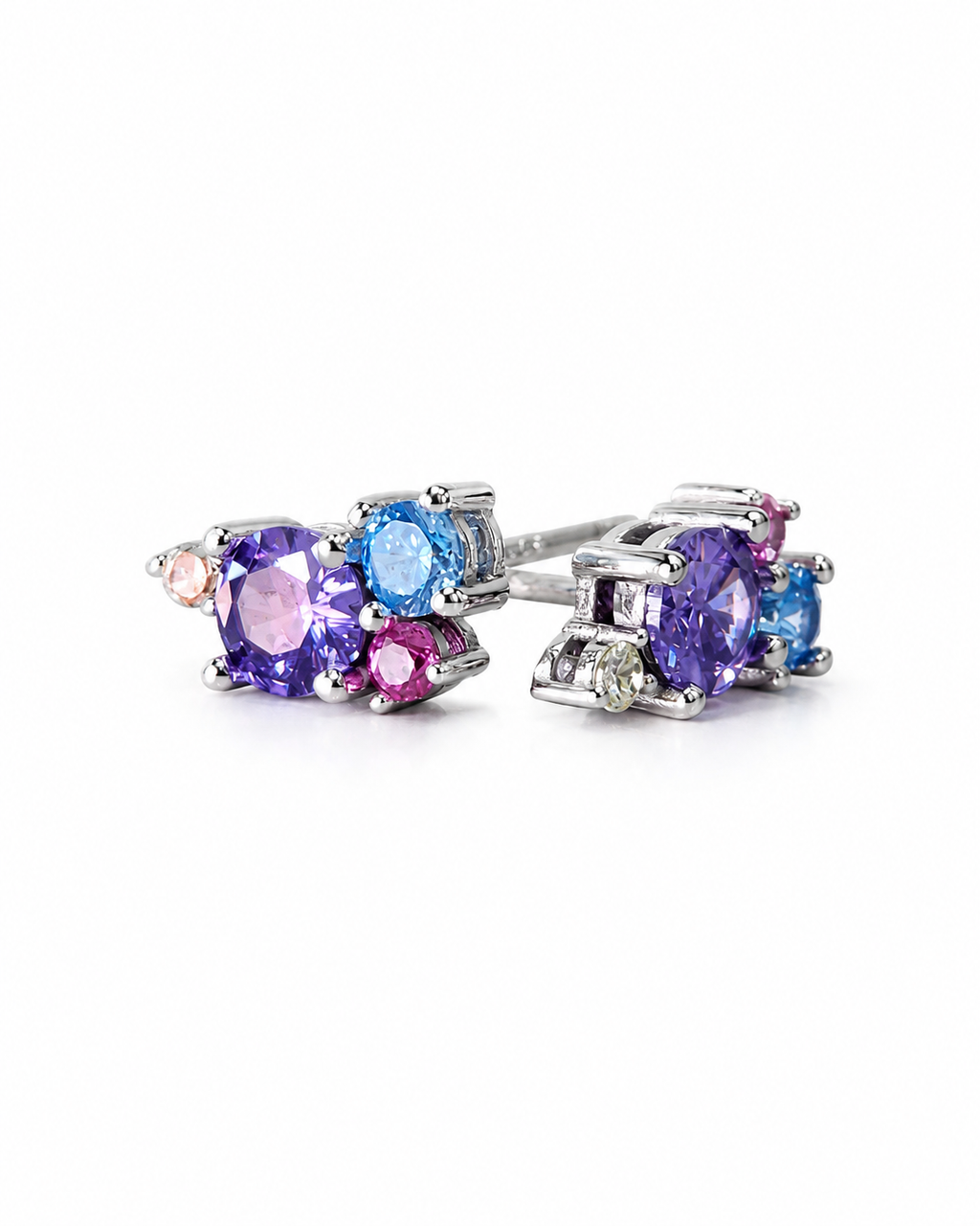 Rainbow Gemstone Stud Earrings