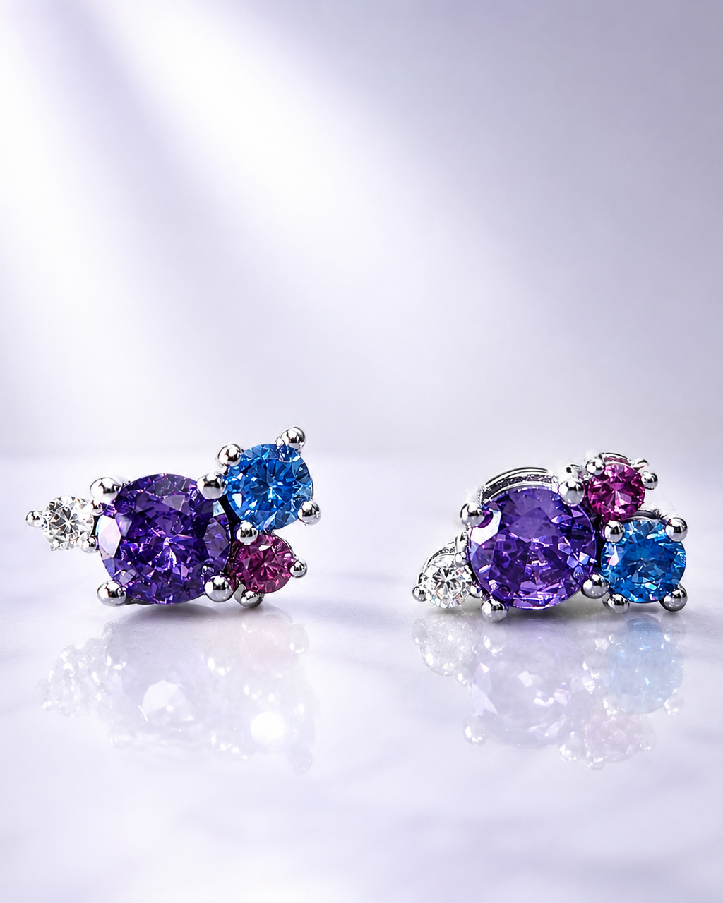 Rainbow Gemstone Stud Earrings