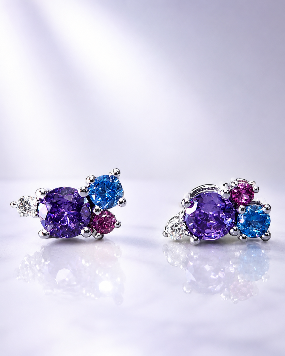 Rainbow Gemstone Stud Earrings