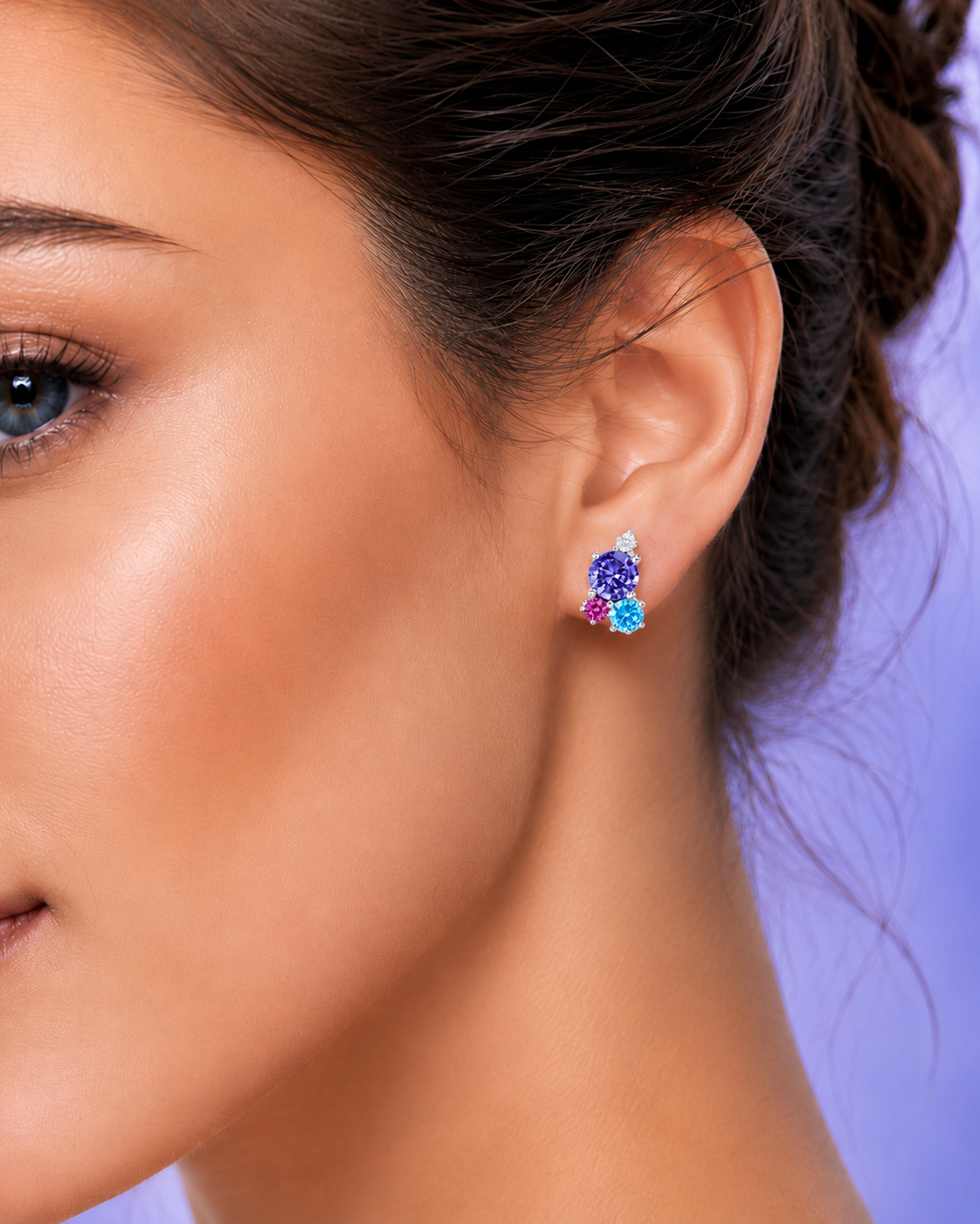Rainbow Gemstone Stud Earrings