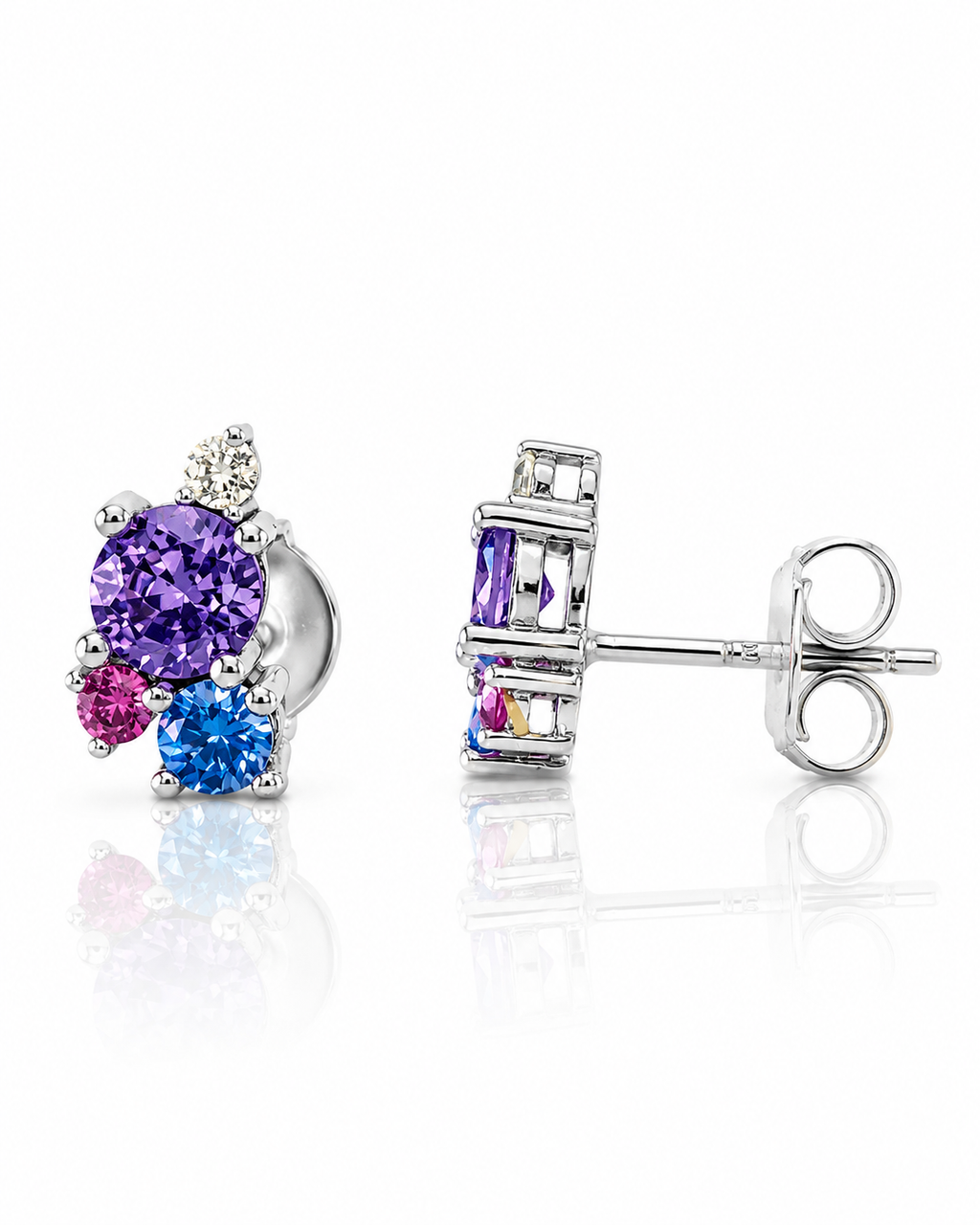 Rainbow Gemstone Stud Earrings