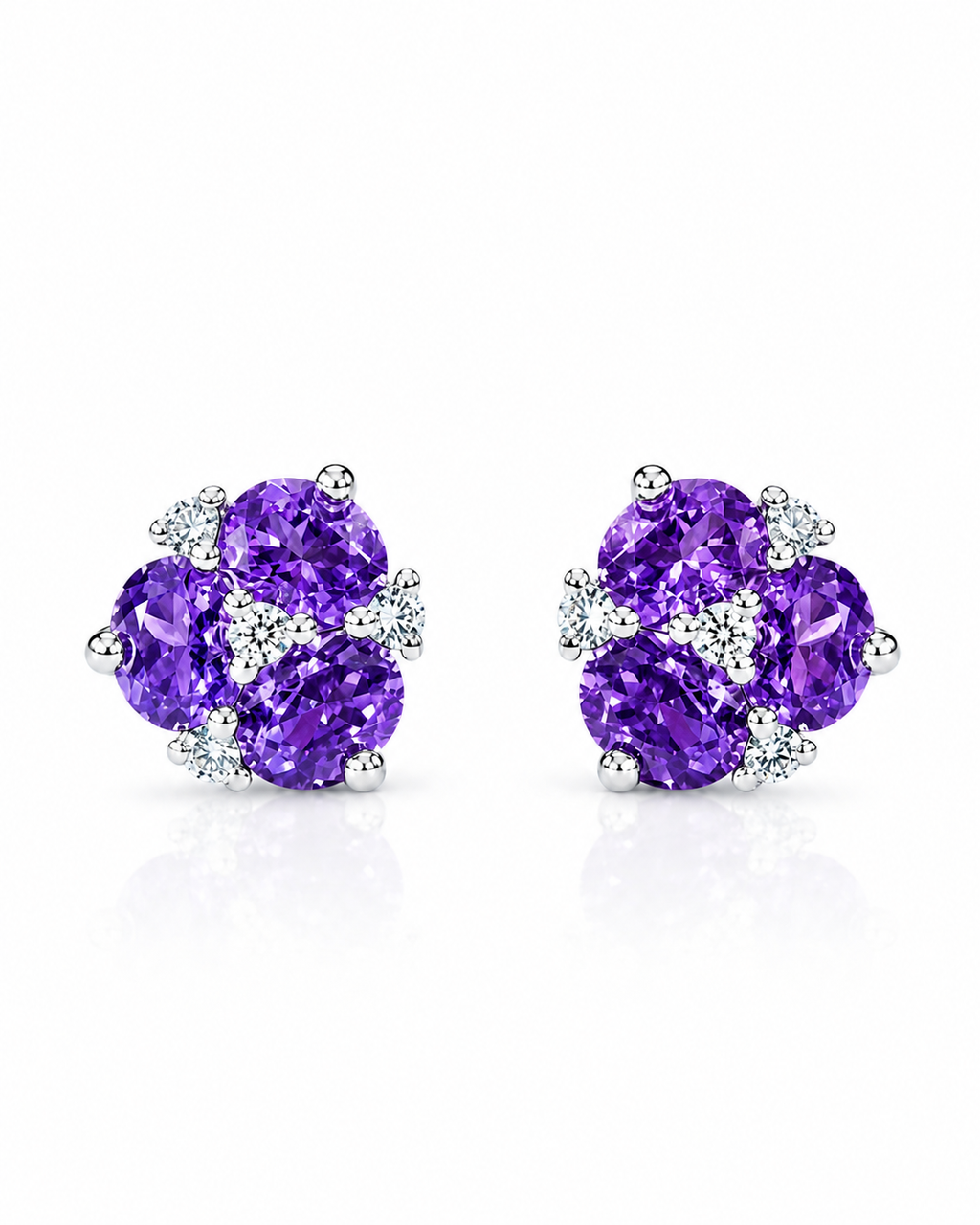 Amethyst Floral Stud Earrings