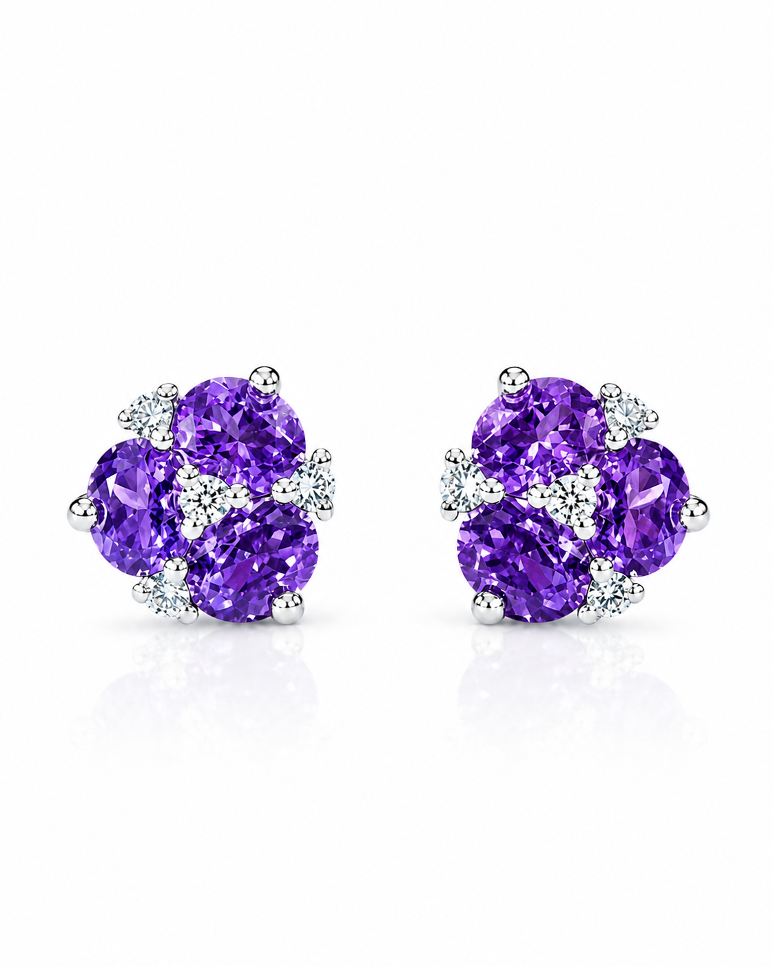 Amethyst Floral Stud Earrings