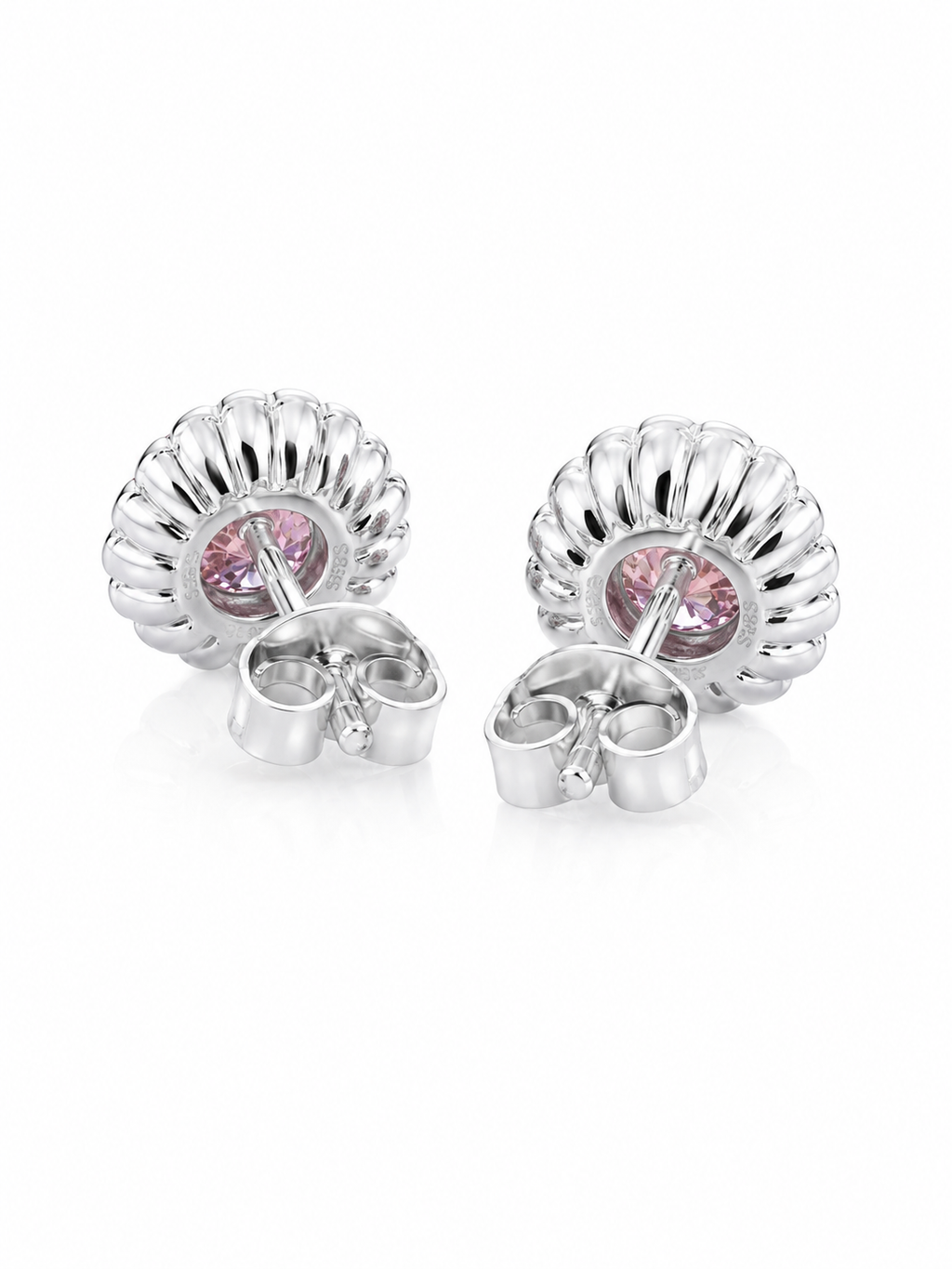 Rose Gold Pink Halo Stud Earrings