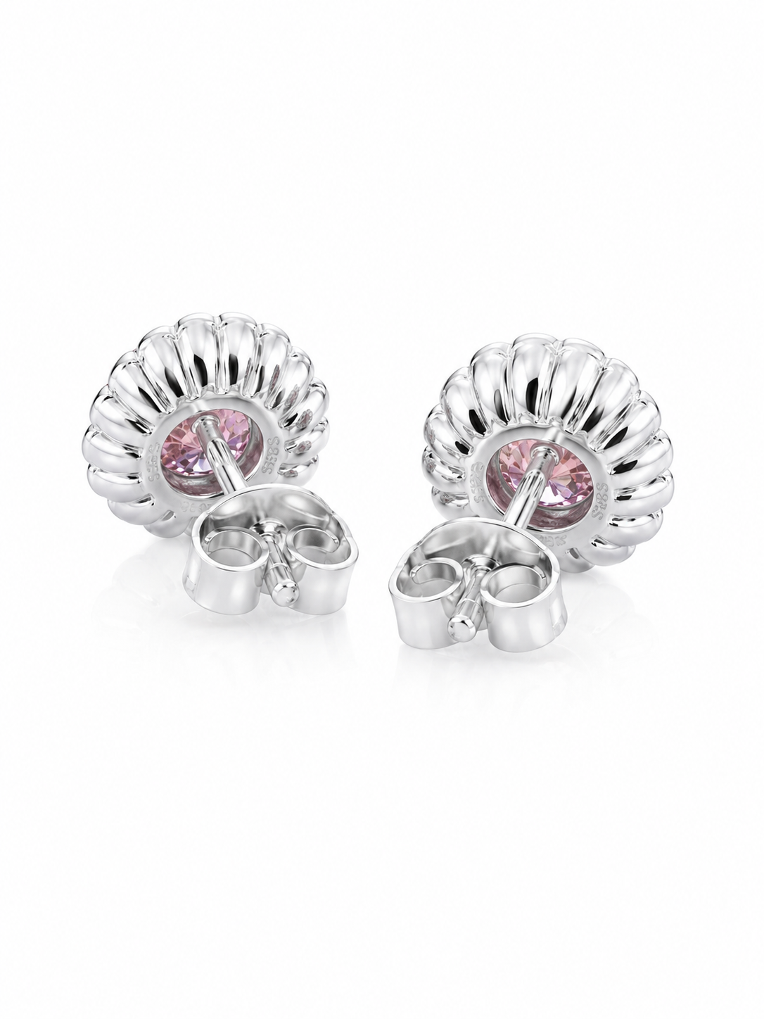 Rose Gold Pink Halo Stud Earrings