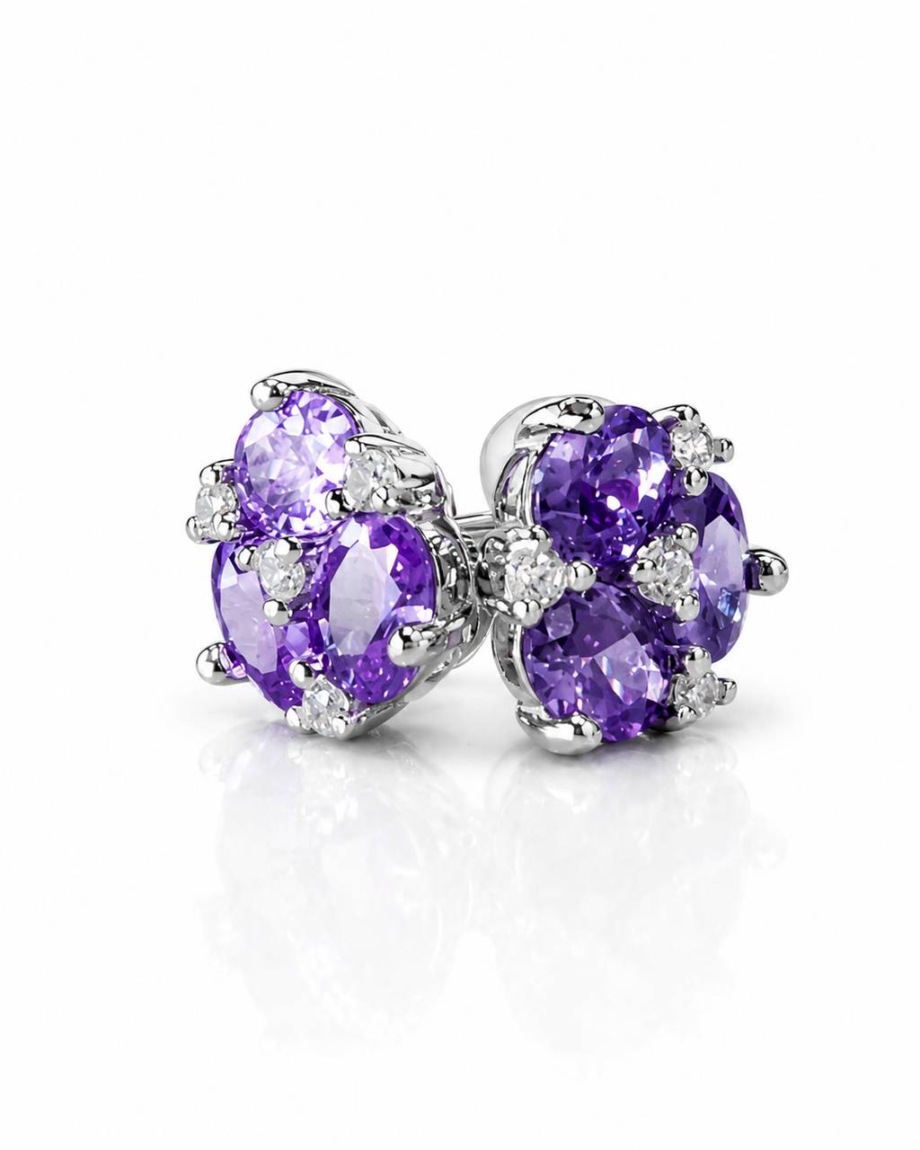 Amethyst Floral Stud Earrings