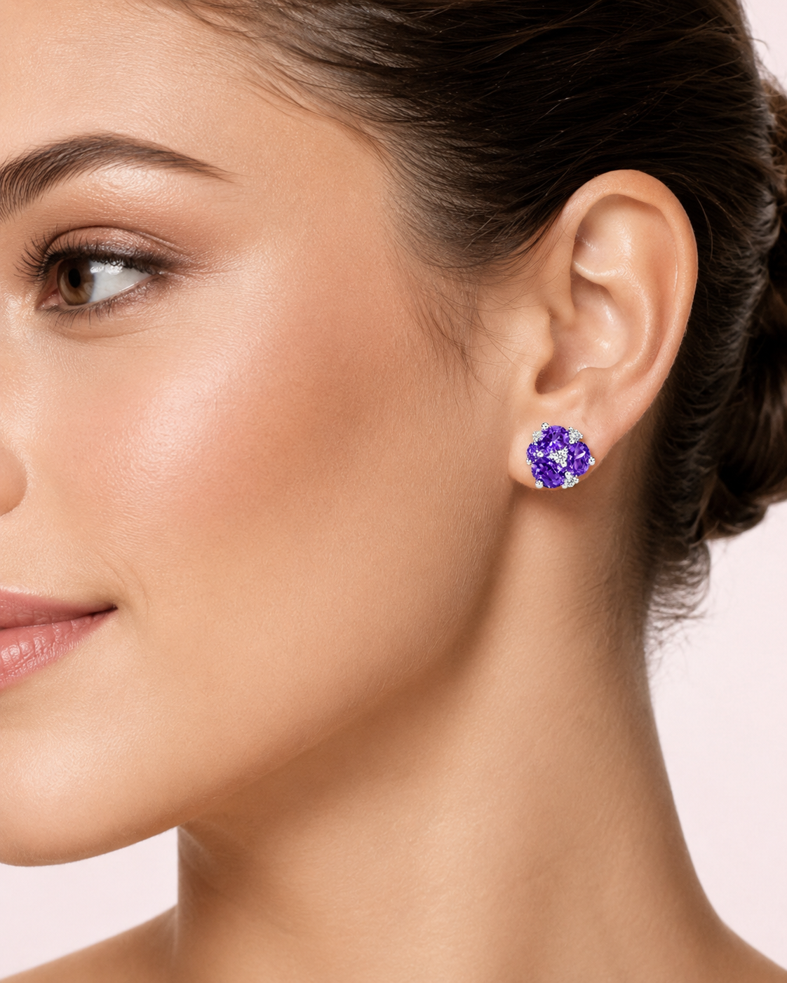 Amethyst Floral Stud Earrings