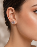 Rose Gold Pink Halo Stud Earrings