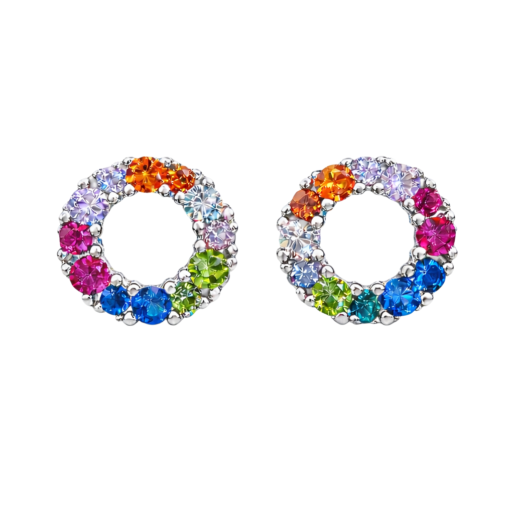 Sterling Silver Rainbow Stud Earrings