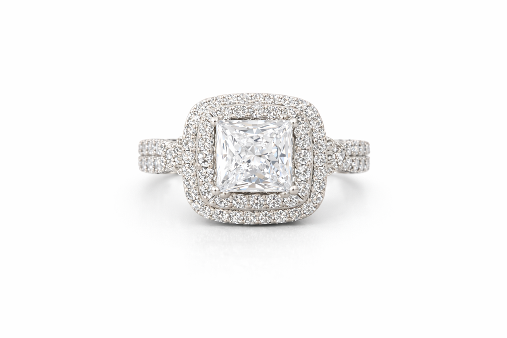 Sterling Silver Halo Engagement Ring