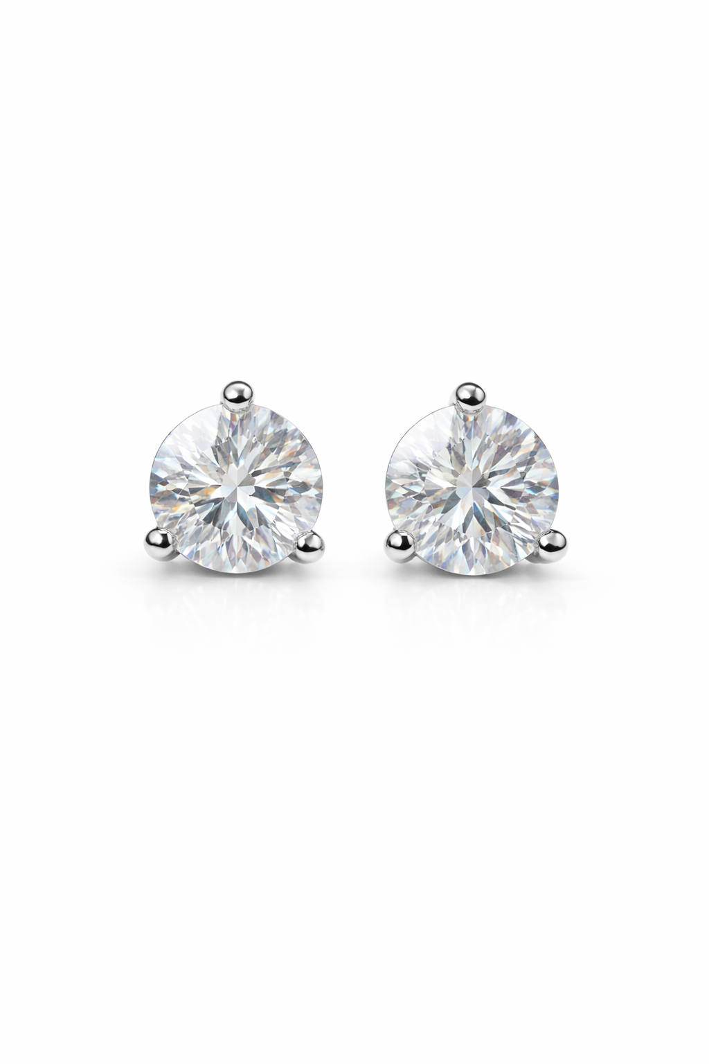 Sterling Silver 3 Claw Stud Earrings