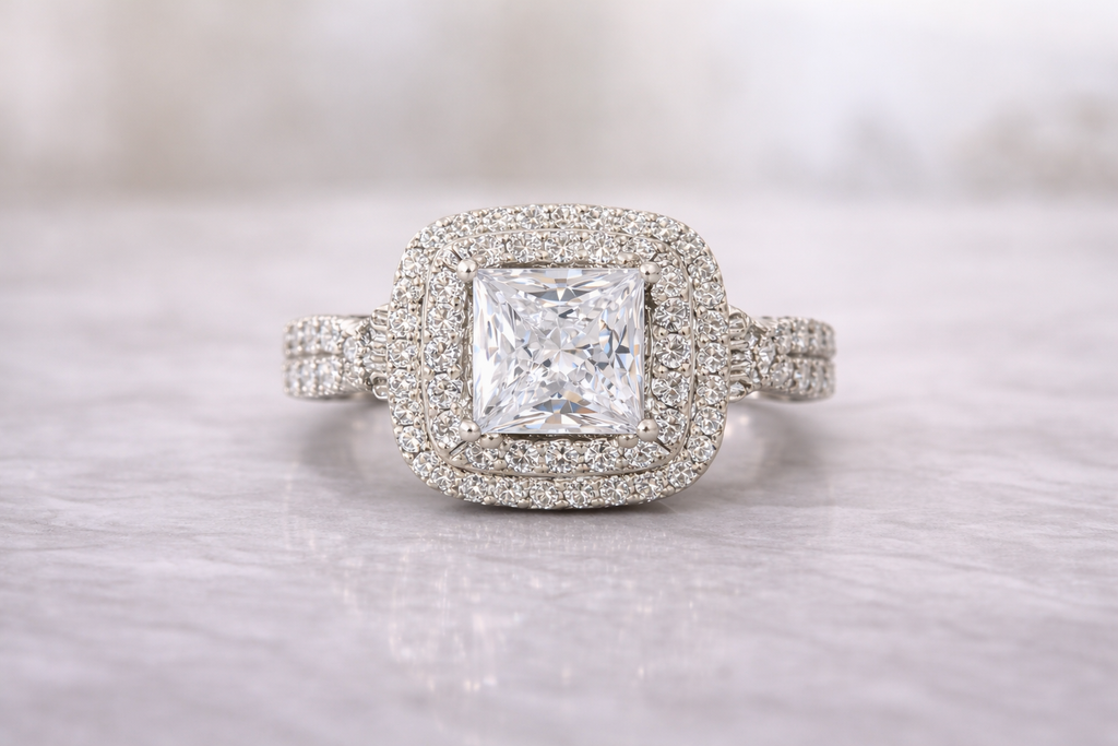 Sterling Silver Halo Engagement Ring