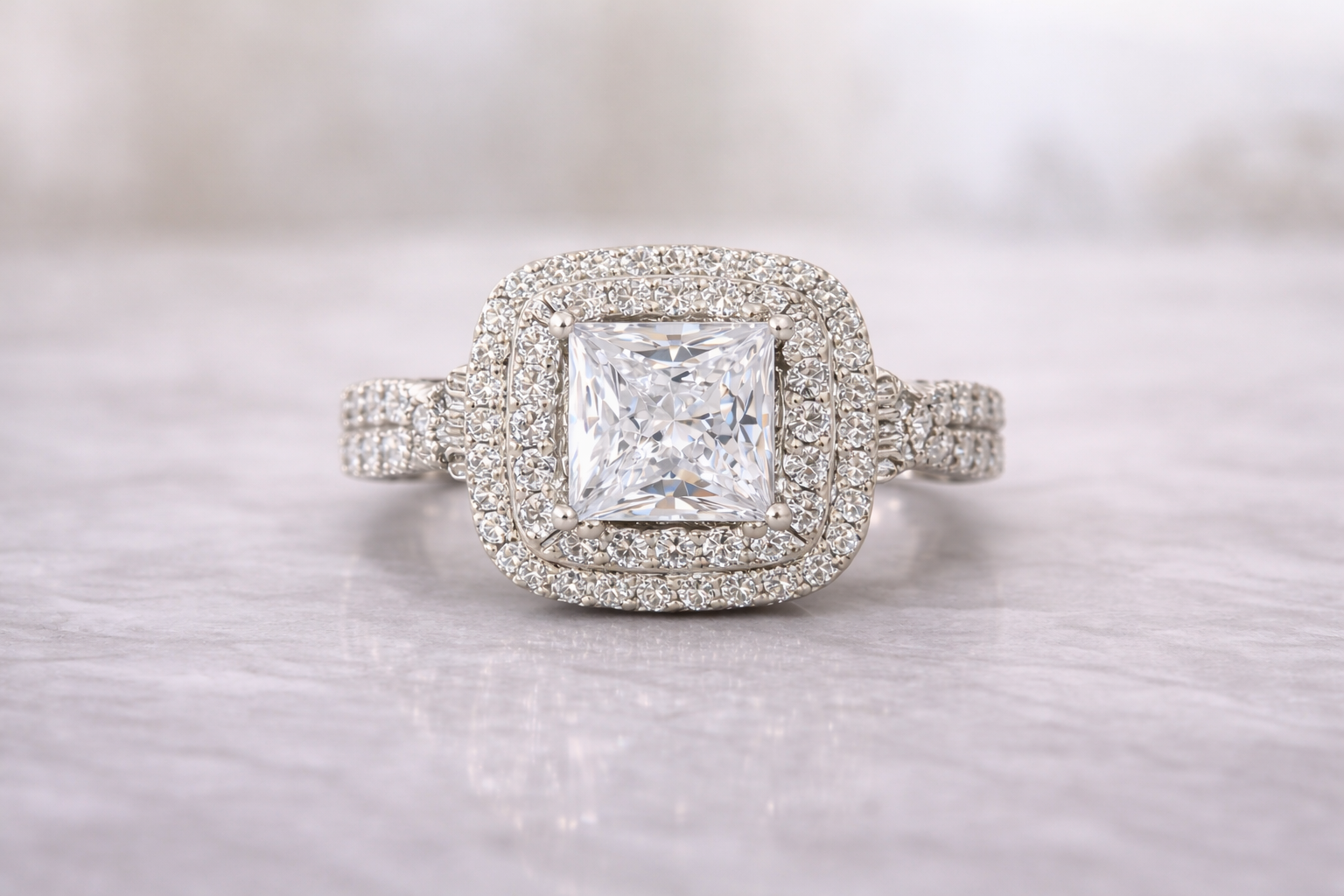 Sterling Silver Halo Engagement Ring