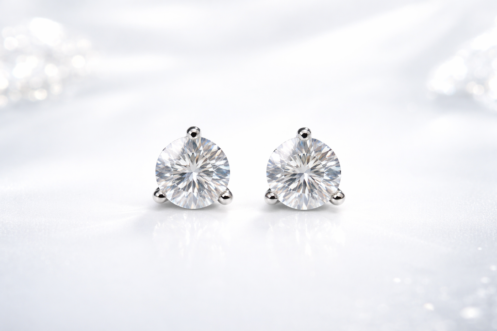 Sterling Silver 3 Claw Stud Earrings