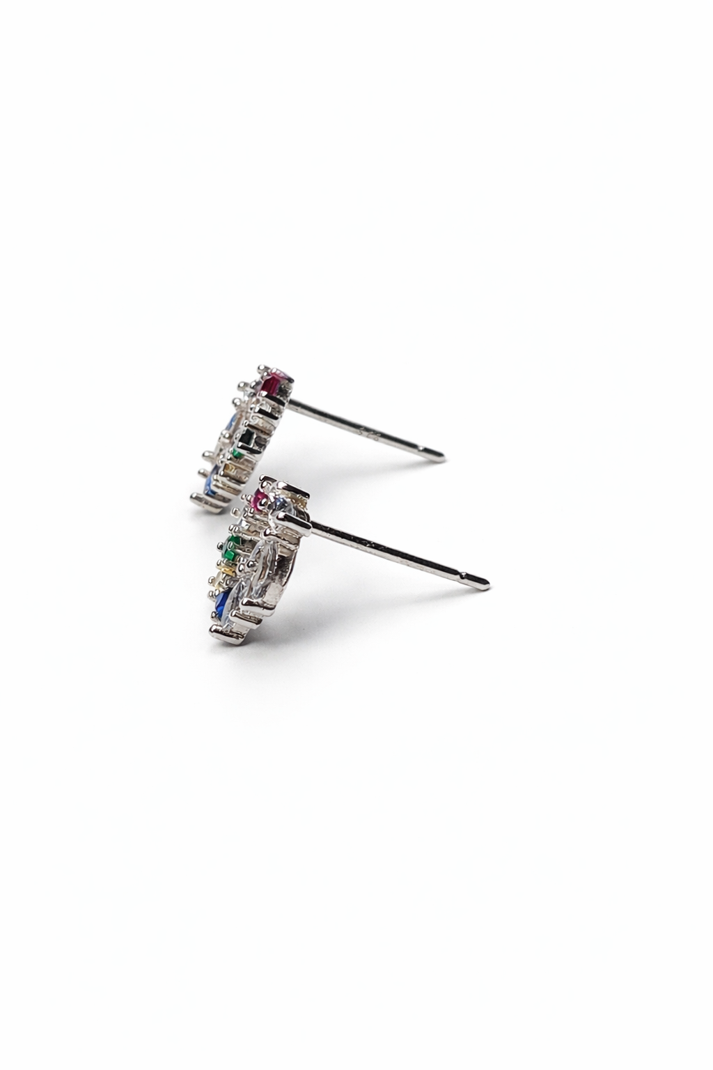 Sterling Silver Leaf Halo Stud Earrings