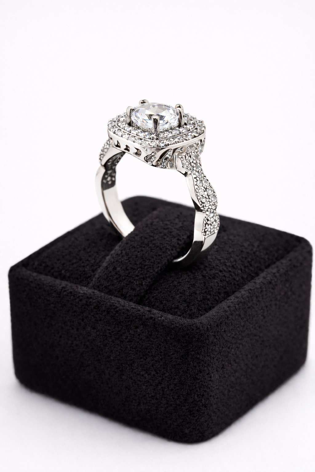 Sterling Silver Halo Engagement Ring