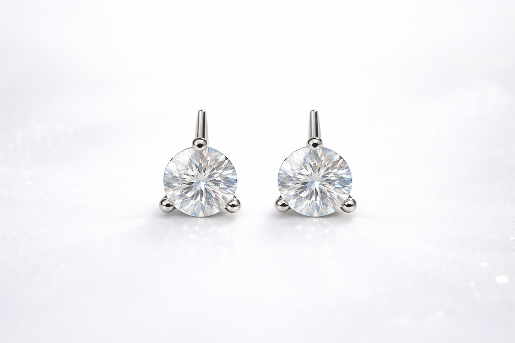Sterling Silver 3 Claw Stud Earrings