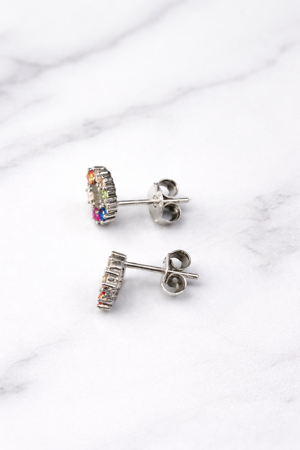 Sterling Silver Rainbow Stud Earrings