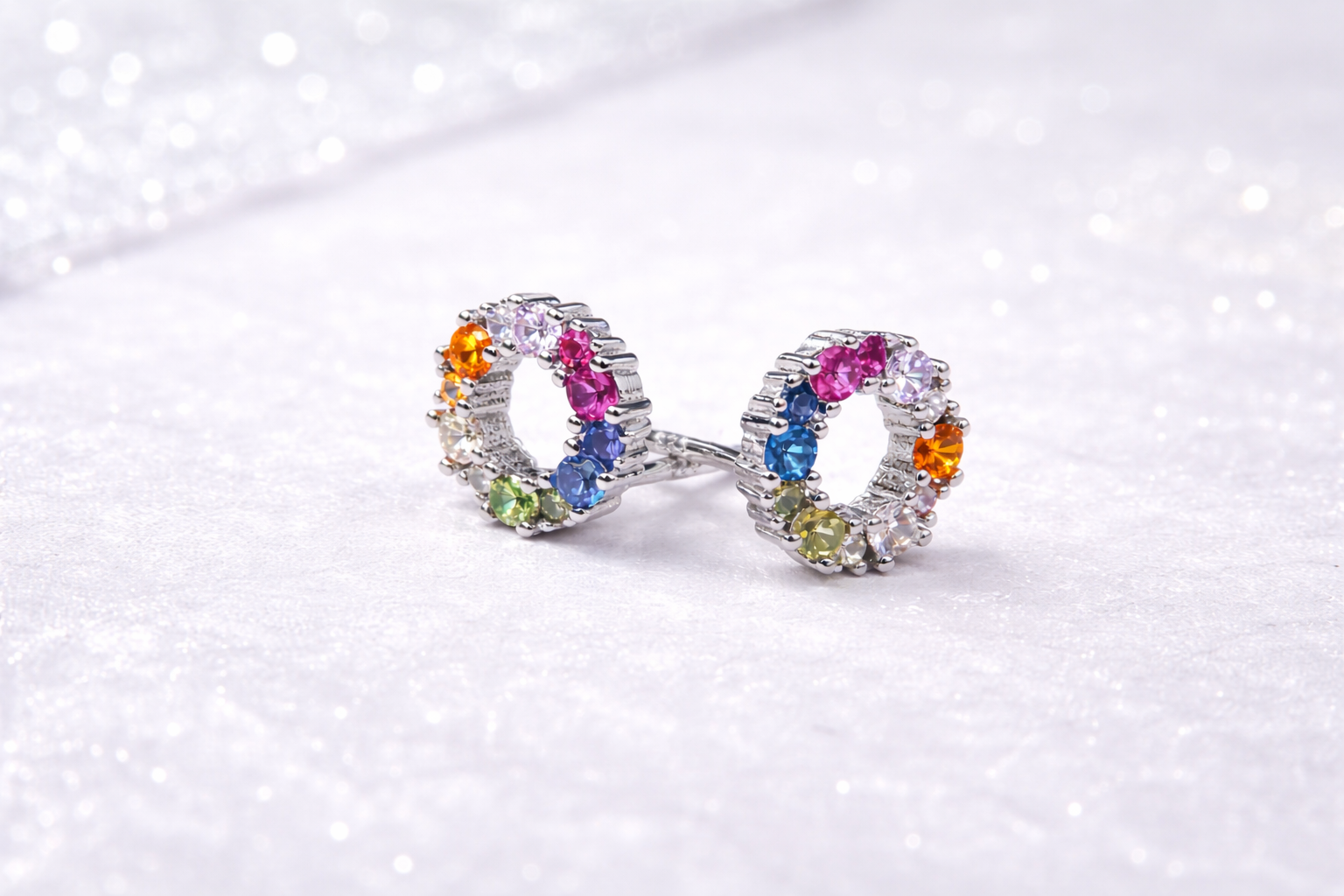 Sterling Silver Rainbow Stud Earrings