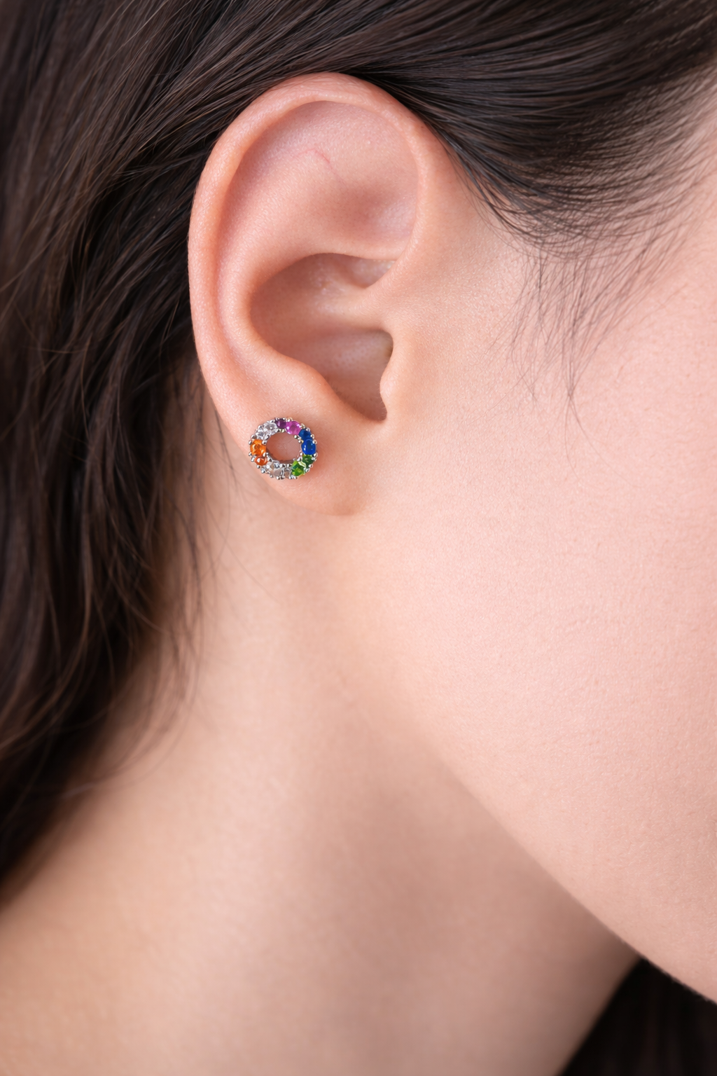 Sterling Silver Rainbow Stud Earrings