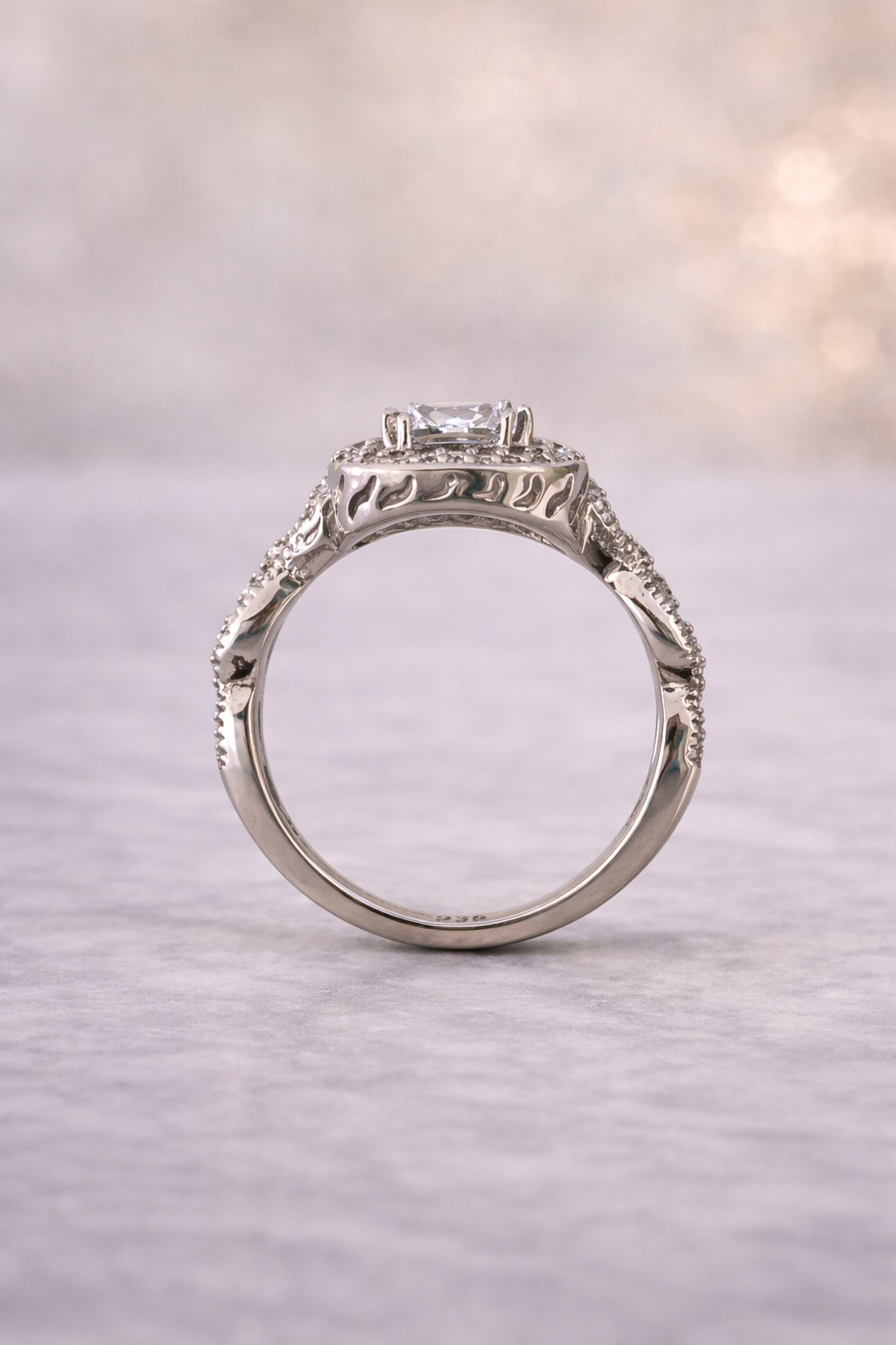 Sterling Silver Halo Engagement Ring