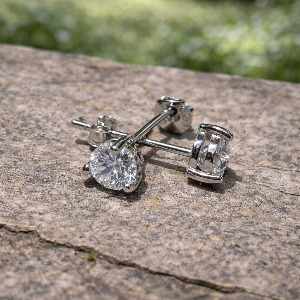 Sterling Silver 3 Claw Stud Earrings
