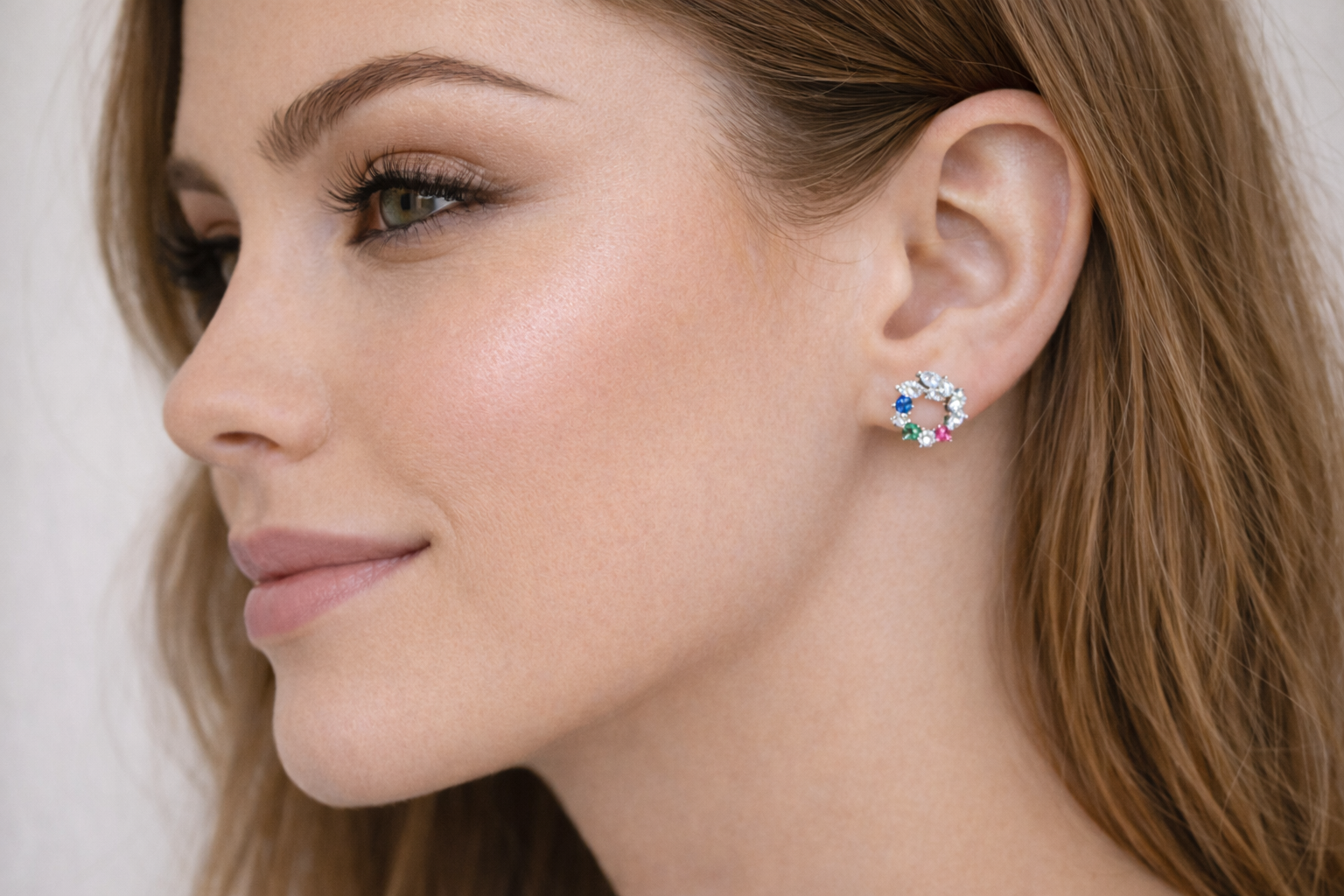 Sterling Silver Leaf Halo Stud Earrings